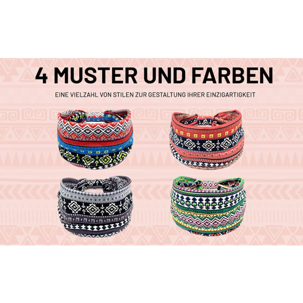 Hodebånd Kvinner Bred Elastisk Myk Boho Hårbånd Trykk