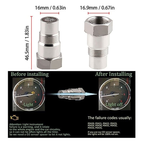 Bil O2 Sensor M18X1.5mm CEL Fiks Sjekk Motorlampe Eliminering One Size