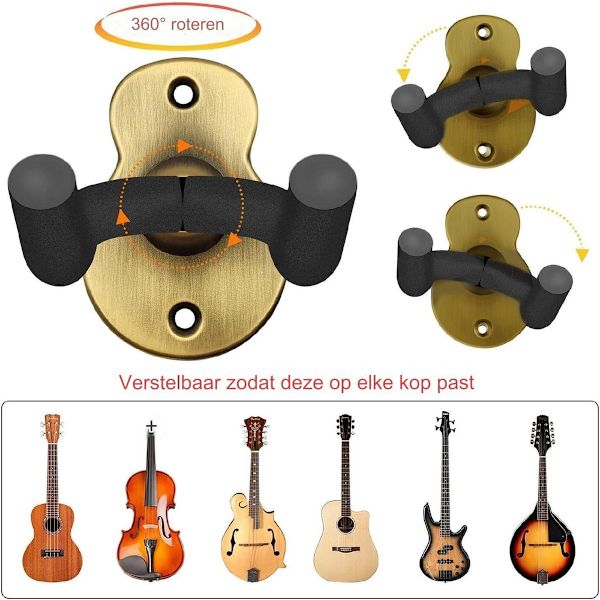 Gitarrställ, väggfäste krok, metall, 2-pack, universell för gitarr