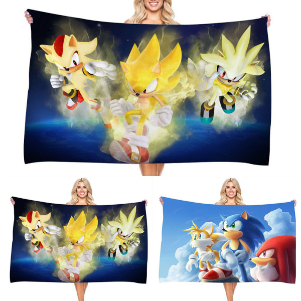 Barn supermjuk bomull strandhandduk Sonic The Hedgehog A 70*140cm