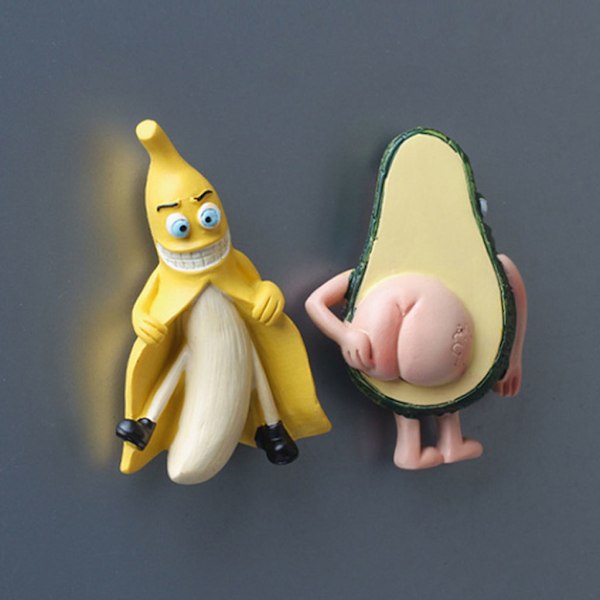 Söta Kylskåpsmagneter Frukt Banan och Avokado - Roliga Magneter för Kylskåp, Whiteboards, Heminredning, Magnetiska Föremål, 3D-Present 0.04 null - 2