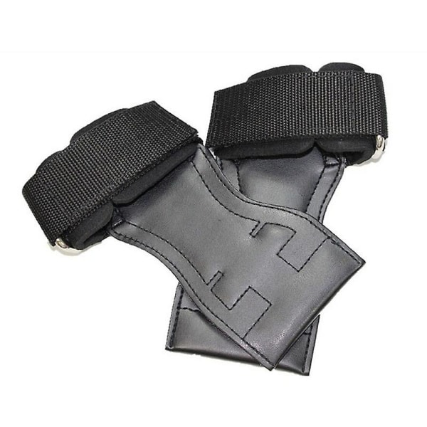 Galaxy PRO Läder Tyngdlyftshandskar Skötsel Palm Fitness Skydd Palm Heavy Duty remmar (svart)