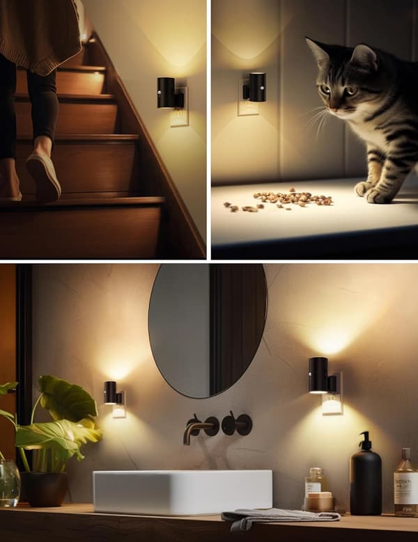 2-pack LED Night Light with Motion Sensor – Wall Outlet, 0–100 lm Adjustable Brightness, 3000K Warm White, Dusk-to-Dawn Sensor