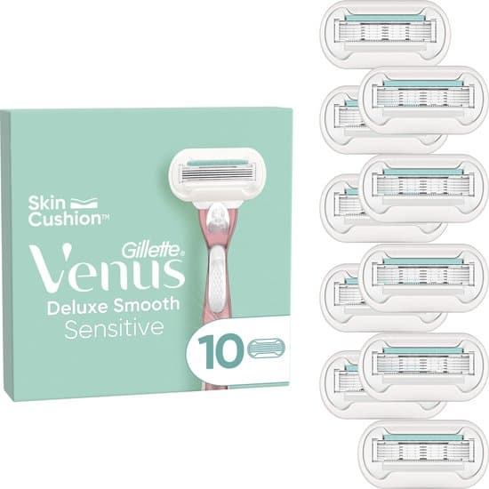 Smooth Sensitive Rakbladsrefiller för kvinnor, 5-blad med Aloe Vera-smörjning, 10-pack