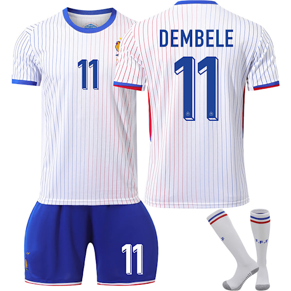 Ranska 2024 jalkapallopaita UEFA Euro -painos koti lasten aikuisten setti nro 11 DEMBELE Sukkien kanssa With socks 22