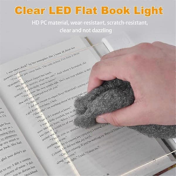 Book Lamp, Rechargeable Clear LED Flat Reading Light with 3 Colors and Timer, Flat Lamp Book Full on White White White