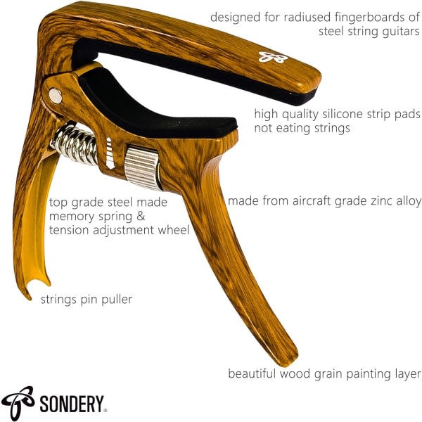 Akustisk gitarrcapo med justerbar fjädertryck