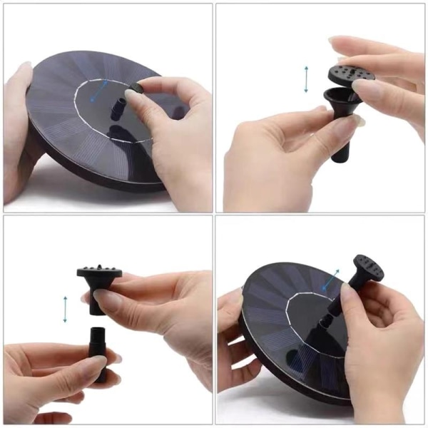 Fontän - Solfontän / Vattenfontän Solcell - 16 cm Svart Svart Svart Black