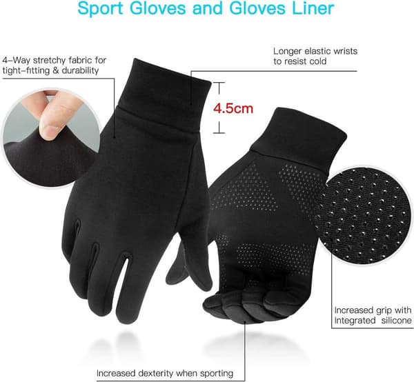 Cykelhandsker - Vinterhandsker - Anti-slip - Kuldebestandige - Vindtætte - Varme - Touchscreen - Sorte handsker