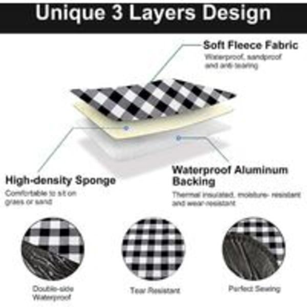 Piknikteppe, 200x200cm Xxl Piknikmatte Utendørs Vannresistent Strandteppe Sandtett Campingteppe Piknikteppe Campingmatte, Picnic Ma