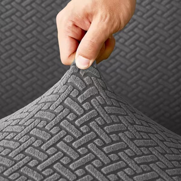 Stretch-överdrag för fåtölj, jacquard-tyg, tvättbart möbelskydd för barn och husdjur, ljusgrått, universell passform