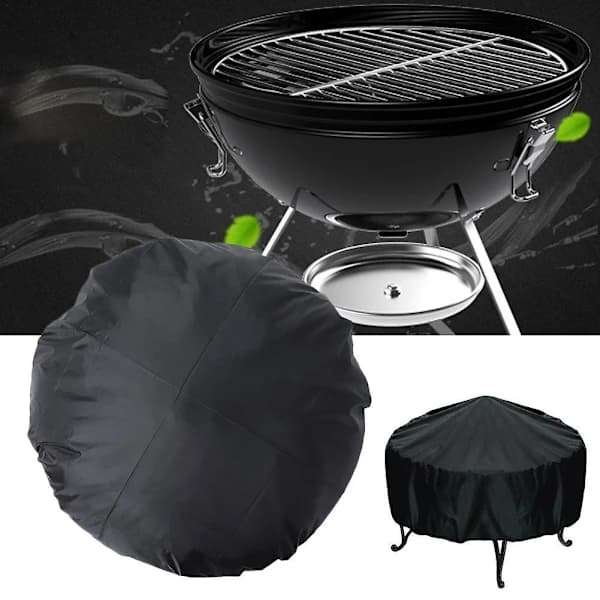 Pyöreä grillisuoja vedenpitävä pölytiivis ulkotulisijasuojus terassigrillille, musta 85x40cm