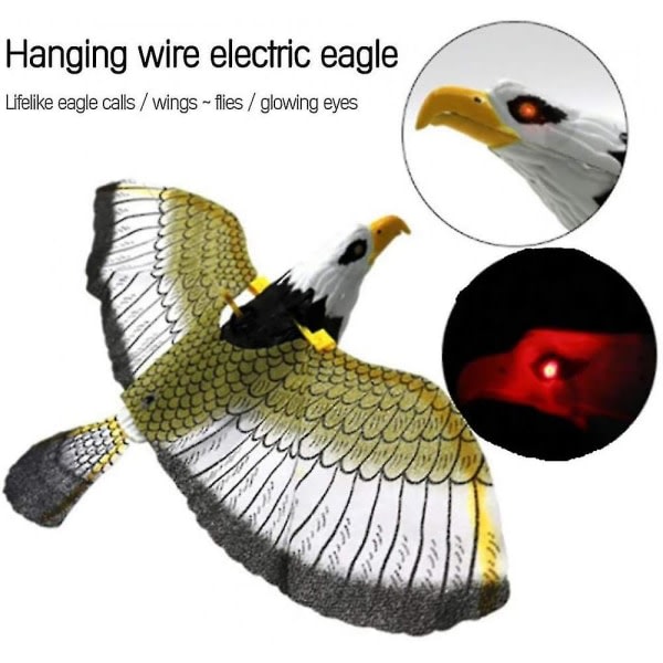 Elektronisk flygande örn lysande hängande fågel med musik skadedjursbekämpande trädgårdsdekor