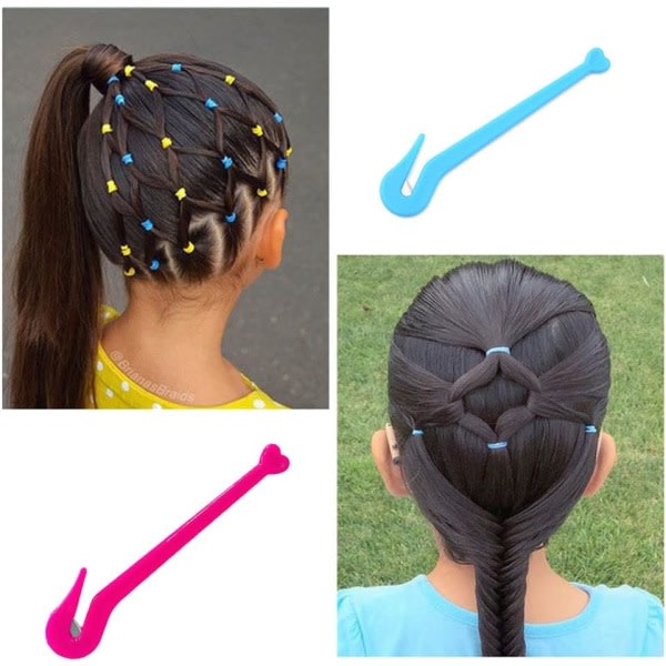 2 st plast elastiska hårbandsborttagare Bärbar hårbandsklippare (blå + rosröd)