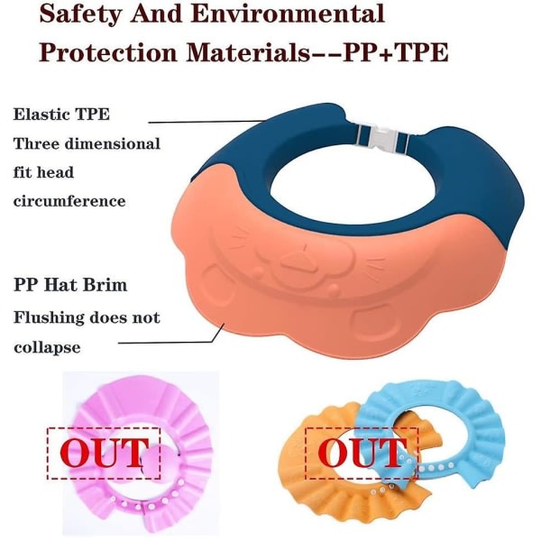 Hætte til småbørn, justerbar hætte Silikon Vandafvisende hårvaskbeskyttelse til småbørn