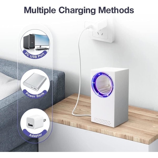 Myggdödande lampa, Bärbar Flugdödare Lampa Elektrisk Bug Zapper Tyst UV Myggdödande Lampa USB Frukt Flugfälla för Inomhus Utomhus Hem Kök