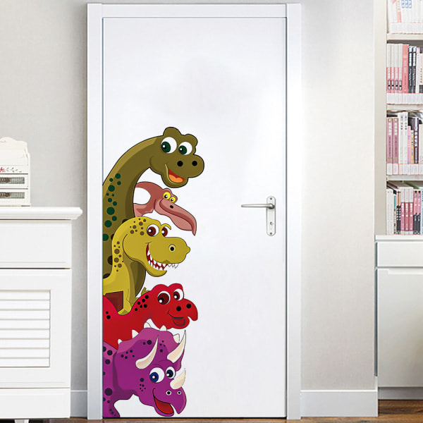 TG 2st tecknade dinosaurie-väggklistermærke for dörrdekoration for barnrumsskötare