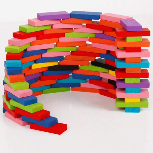 120:a set dominoblock i trä, barnspel lärorikt för
