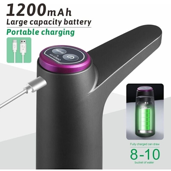 Elektrisk vanndispenser dobbel bruk med stativbase, automatisk drikkevannspumpe med USB universell for camping, kontor, hjem (svart), av DEBUNS
