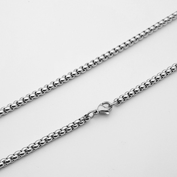 2st-kedja (70cm) Halsband ja käsivarsinauha i rostfritt stål för män Sil