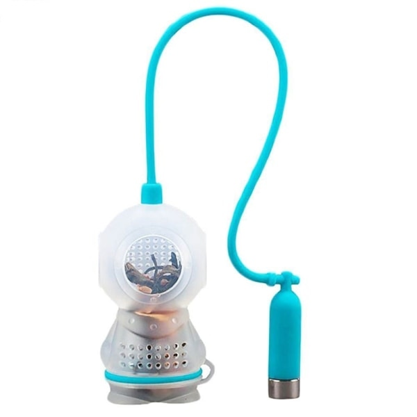 Blå silikone te-infuser, dykformet te-filter
