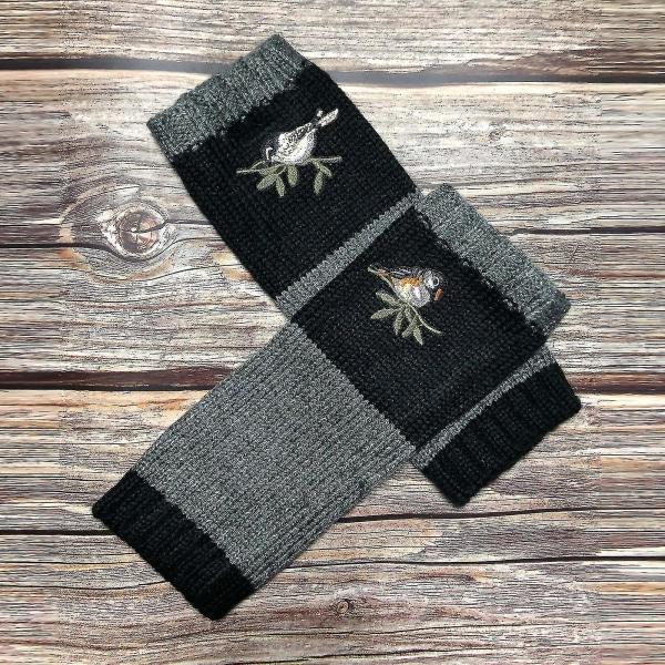 Dame Vinterstrikk Håndvarmere Warm Plus Fløyel Broderte Utesko