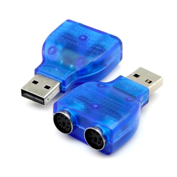 USB 2.0 - PS 2 omvand-adapter Blue med chip for din PS/2 tangentbord/muskabel