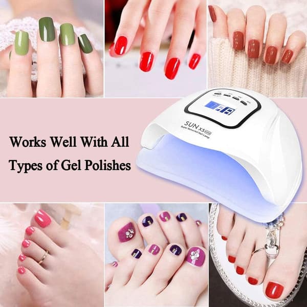 150W UV LED Nagellampa för Gel Polish, Autosensor LCD-display 4 Timerinställningar, för Hemmasalongsbruk, Vit