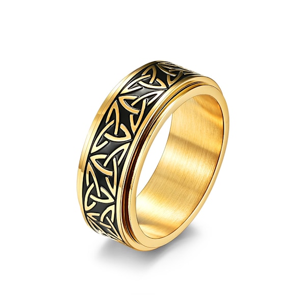 Nordisk norsk viking treknytte roterbar titanstålring for menn og kvinner dekompresjonsfingerring håndsmykke gold 9#