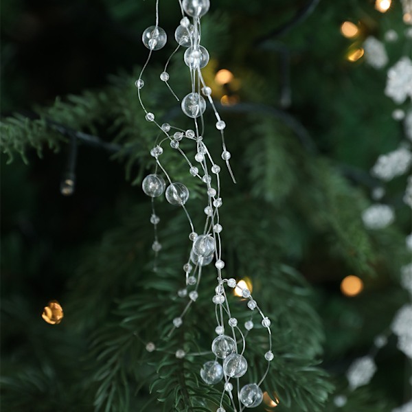 Fiskesnøre fastgjort perle kæde, der forbinder perler, jule-iskrystal vedhængsperler, rattan guirlande, juletræspynt 2M white round beads