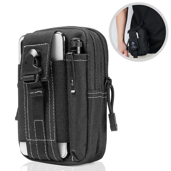 1pc Taktisk Midjeväskor, Universal Midjeväska för Utomhusbruk Gadget med Mobiltelefonhölster för Sport, Vandring, Camping, (Svart)