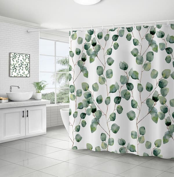 Dusjforheng, grønne blader, 180x180 cm, vanntett polyester, baderomsdekorasjon til hjemmet