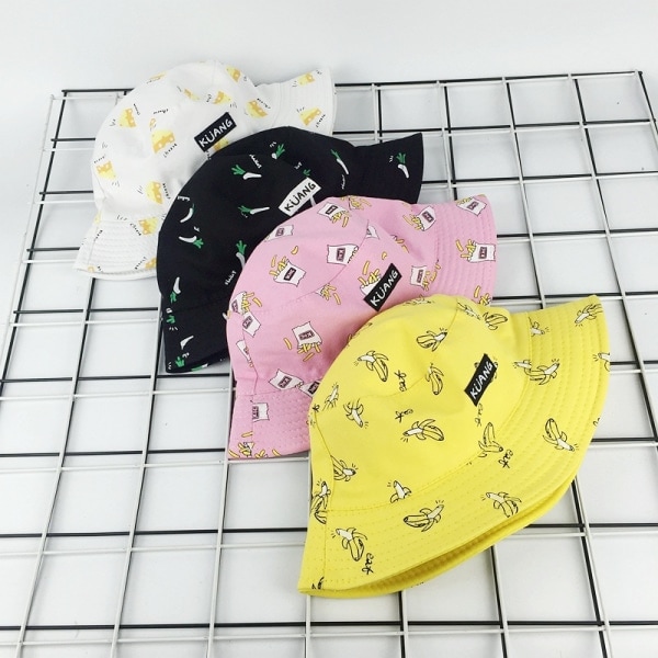 Sommer Bucket Cap Banan Print Hip Hop Hatt Kvinner