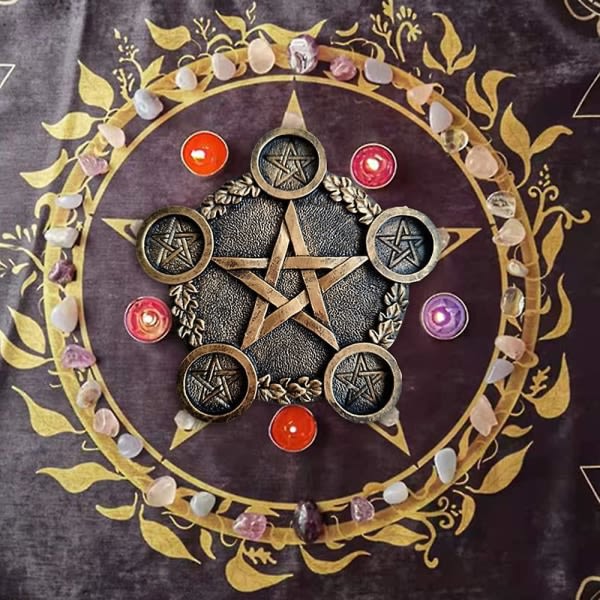 Pentagram värmeljus, Astrology Resin ljusstakebord, mässing