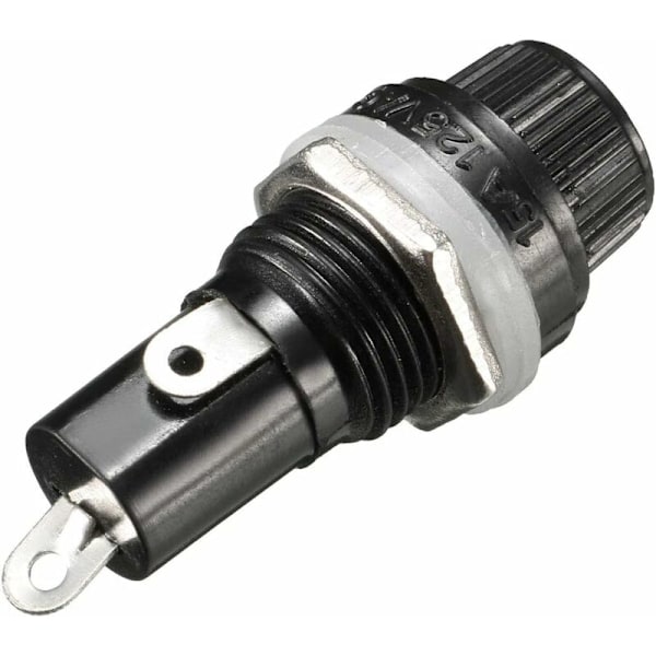 10 stk. 5 x 20 mm sikringsholder AC 10A 250V Sort skruehætte sikringsholder, panelmonteret skruehætte sikringsholder