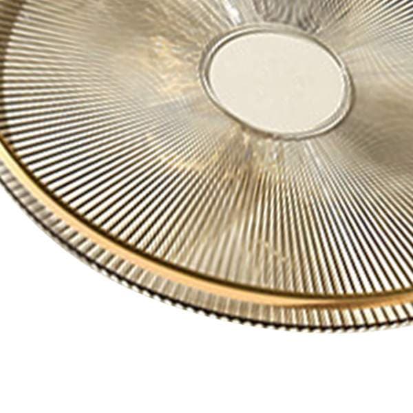 Round Tray with Handle Multifunctional Transparent Round Serving Tray for Bread Fruit Dessert Snacks Kitchen Bathroom Amber Gold