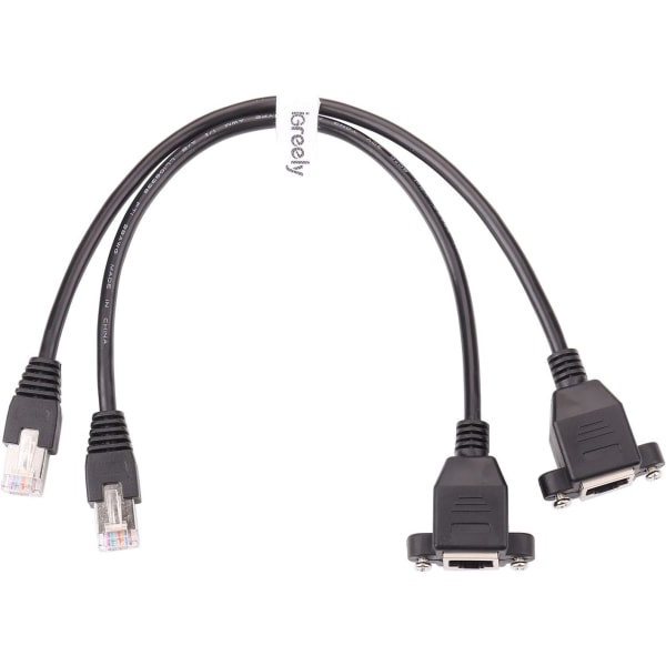 Galaxy Ethernet-förlängningskabel RJ45 hane till hona med skruvfäste 2ft/60cm 2-pack 60cm