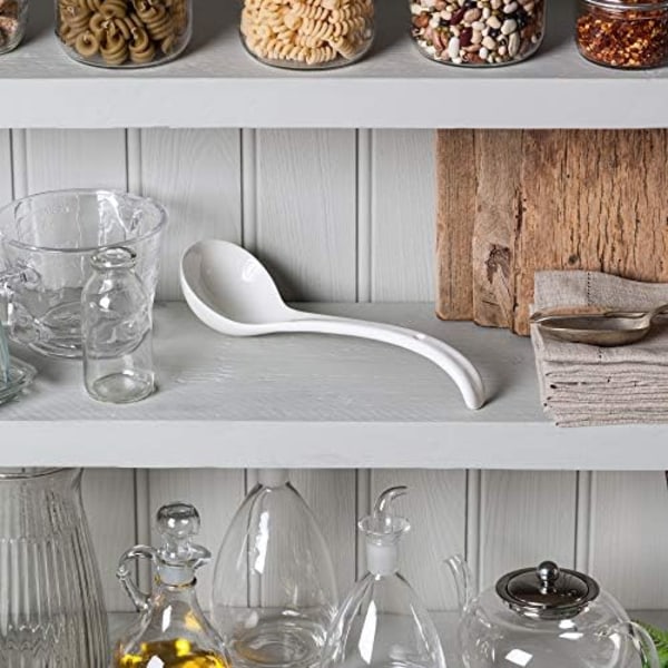 T366 Traditionel Porcelæn Sauce- og Suppeske, 27 cm – Hvid Hvid Ske Hvid Ske Hvid Ske