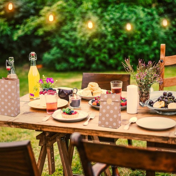 Galaxy Polka Dot Kraftpapperspåsar Hållbara Miljövänliga Lunchbrödsgodispåsar för Dagligt Bruk