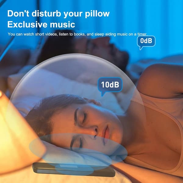 Mini knoglelednings-pudehøjttaler med Bluetooth 5.3, HIFI 3D-surroundsound, 20 timers afspilningstid, TF-kort, til søvn og meditation, sort