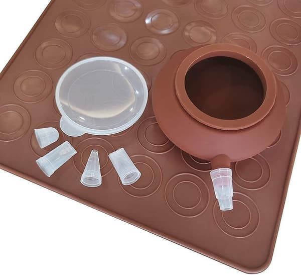 Silikon Bakmatta Formset, Non-stick Macaron Bakplåt med Dekorationspenna, Cupcakes, Desserter