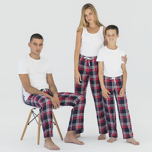 SF Minni Barn/Barn Tartan Lounge Byxor 11-12 år Röd/Marinblå Rutiga Red/Navy Check 11-12 Years