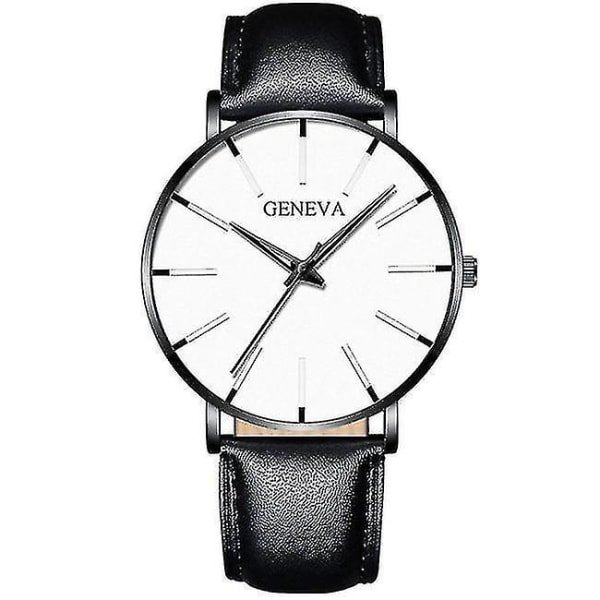 M?n Sport Analog Rostfritt St?l Casual Ur (L Sort Hvid)