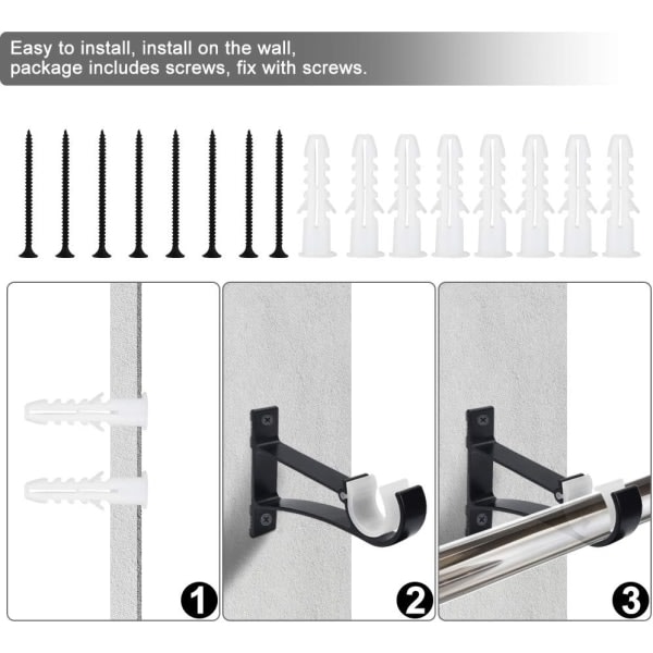 4 stk gardinstangsbeslag af aluminiumslegering 11*8 cm rustfrit beslag til gardinstang