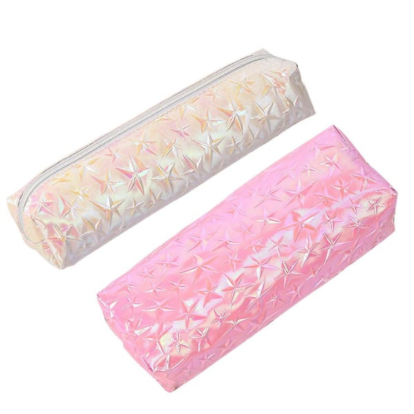 Pennfodral Case Kosmetisk Sminkväska Penna Skrivpappersväska Case, dragkedja, 20,5*4,5*4,5 cm Vit* Rosa 20,5*4,5*4,5cm