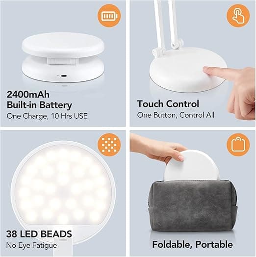 1 sammenleggbar LED-bordlampe, trådløs, rosa