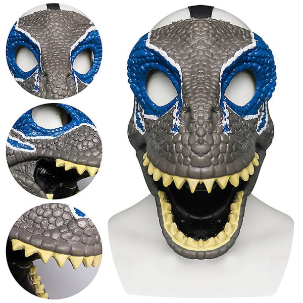 Skrekk Dinosaur Maske Foldbar Dyr Latex Maske Halloween Cosplay Kostyme Rekvisita for Fest