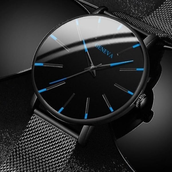 M?n Sport Analog Rostfritt St?l Casual Ur (L Sort Hvid)