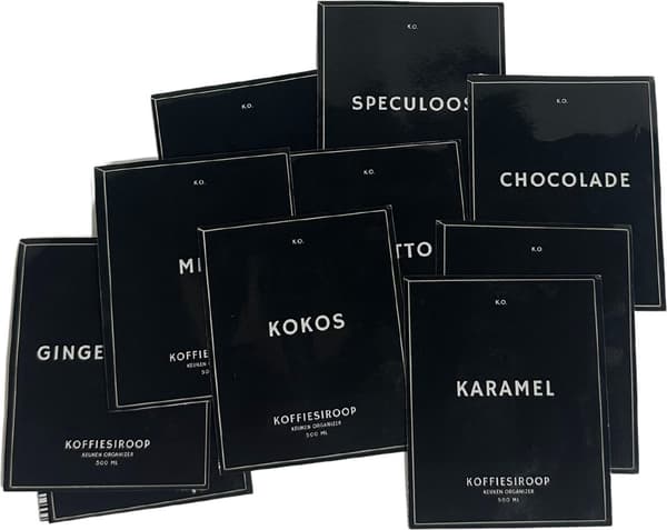 Orzen kaffesirapsdispenser set om 2, 500 ml glasflaskor med guldpump, 12 etiketter och tratt, för kaffebar, hem och café