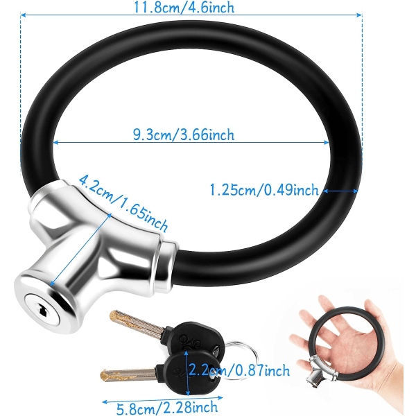 Galaxy 1-bits sykkelkabel-lås med nøkkel, sykkelkjedelås Universal & bærbart lås